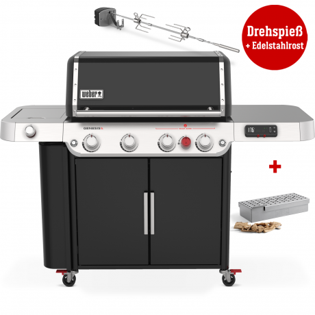 Weber Gasgrill Genesis SE-EPX-435, Edelstahl Grillrost + Drehspieß