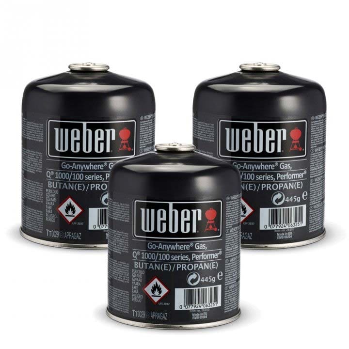 Weber Gas-Kartusche 3er für Q 100-/1000 Serie, Performer, Go Anywhere