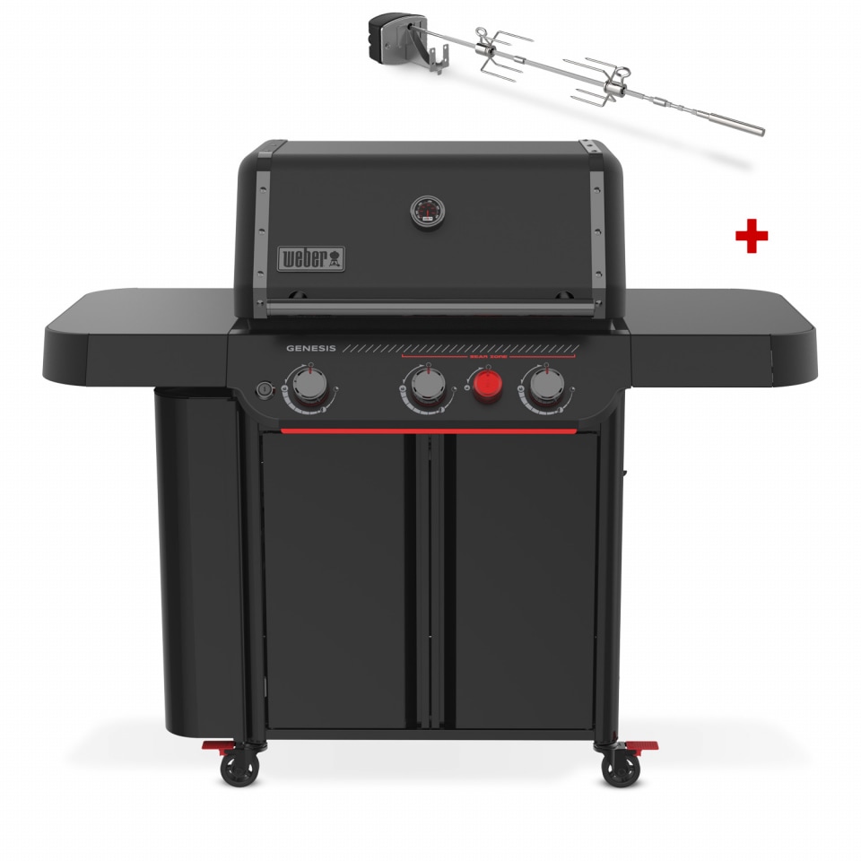 Weber Gasgrill Genesis E-330WR, Stealth Edition, inklusive Drehspieß