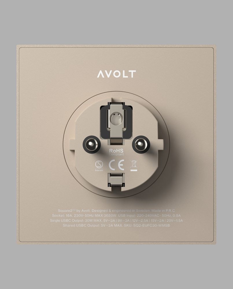 Avolt Mehrfachstecker Square 2 USB C wall mounted One Size