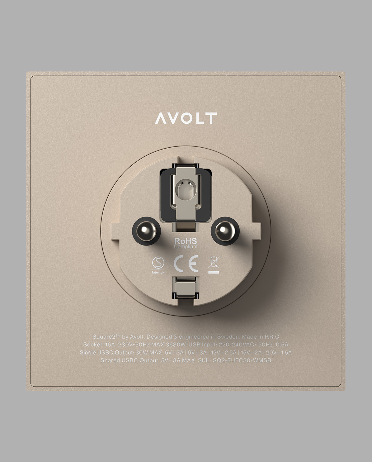 Avolt Mehrfachstecker Square 2 USB C wall mounted One Size
