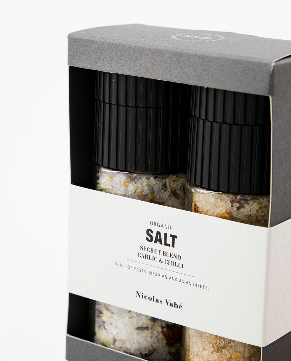 Nicolas Vahé Geschenkset Salz Secret blend & Garlic und Chilli 2