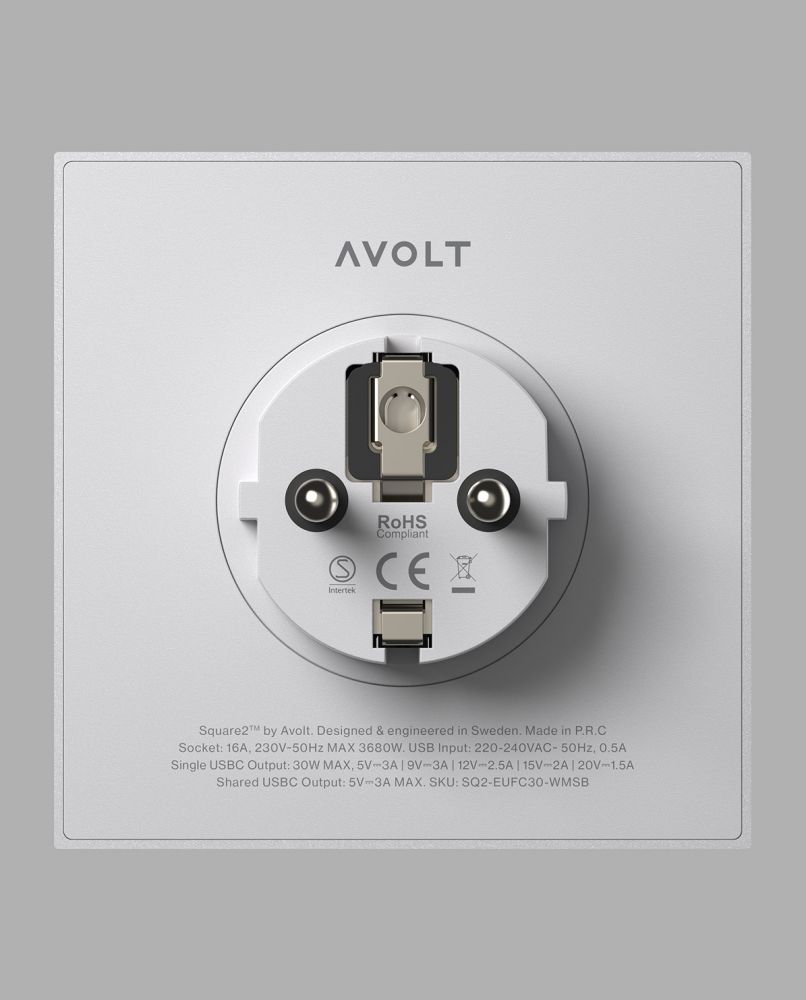 Avolt Mehrfachstecker Square 2 USB C wall mounted One Size