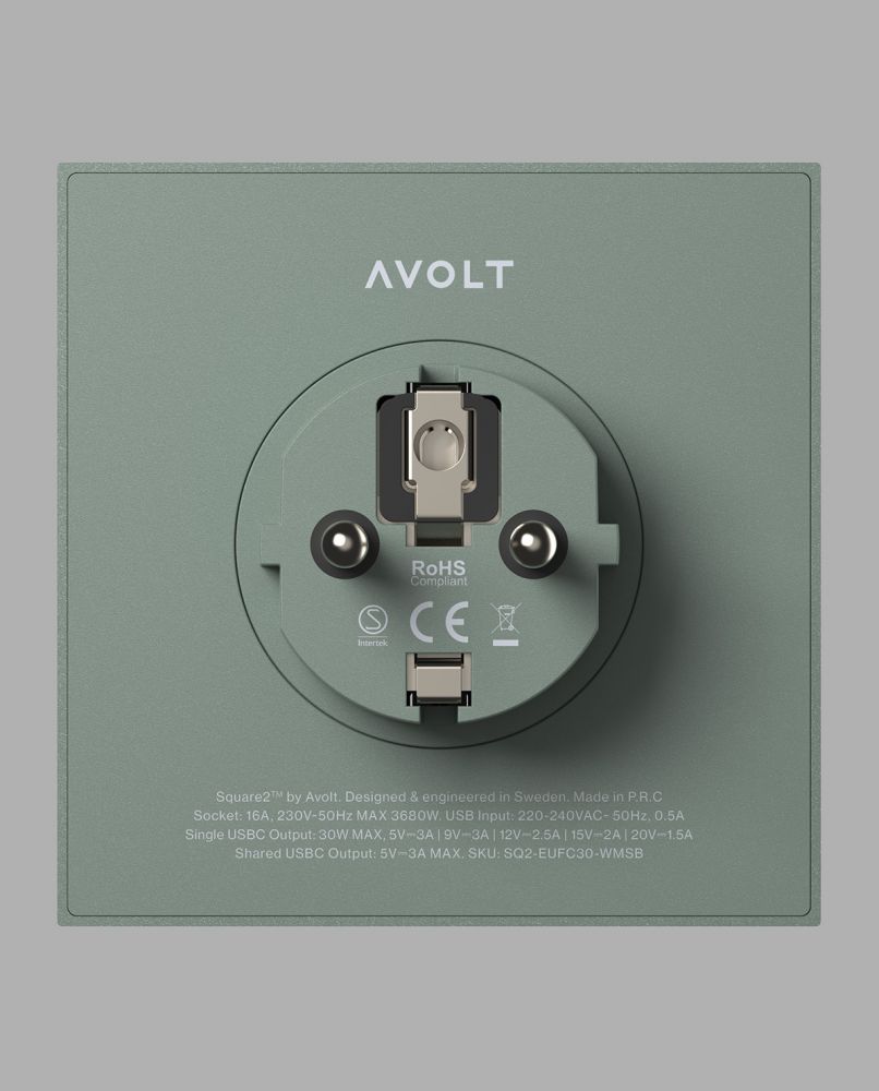 Avolt Mehrfachstecker Square 2 USB C wall mounted One Size