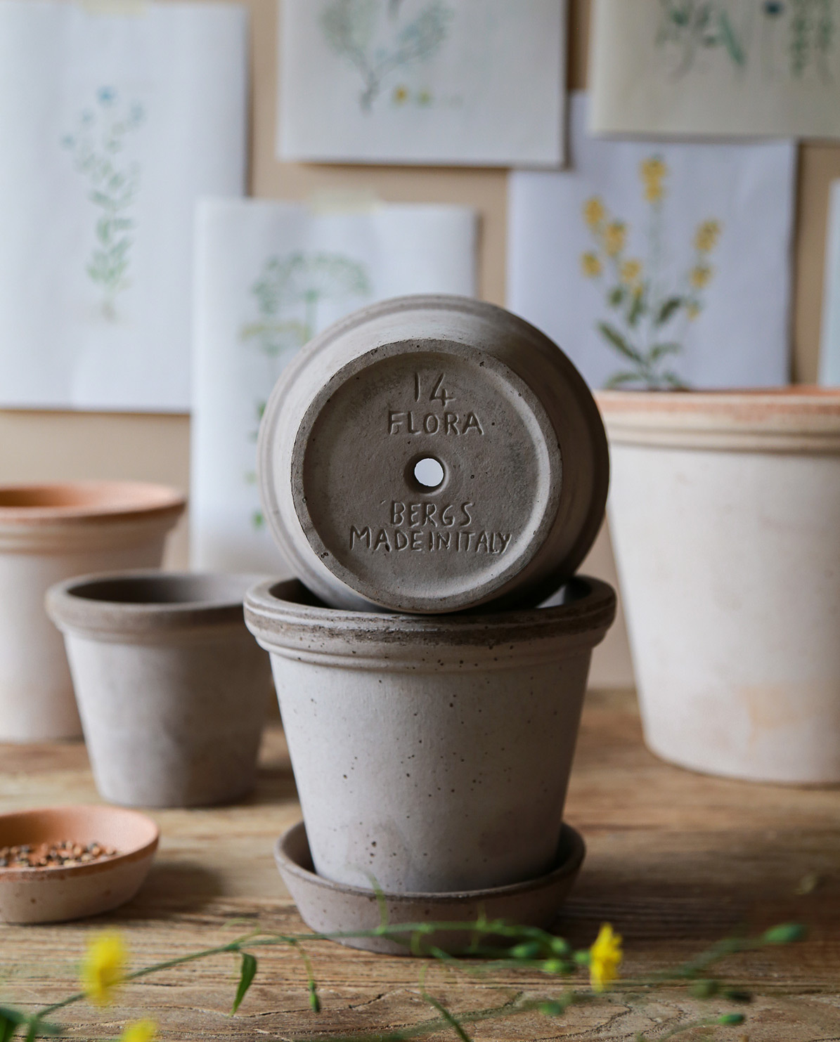 Bergs Potter Blumentopf The Flora Raw Pot inkl. Untersetzer Ø 10 cm