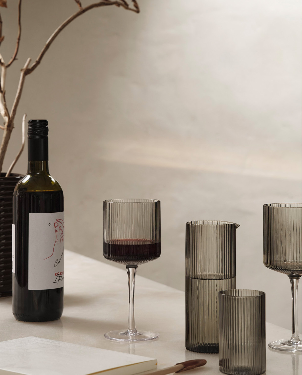Ferm Living Rotweinglas Set Ripple One Size