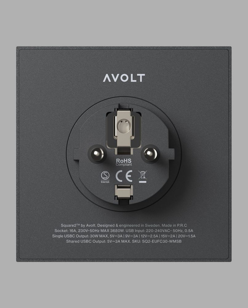 Avolt Mehrfachstecker Square 2 USB C wall mounted One Size