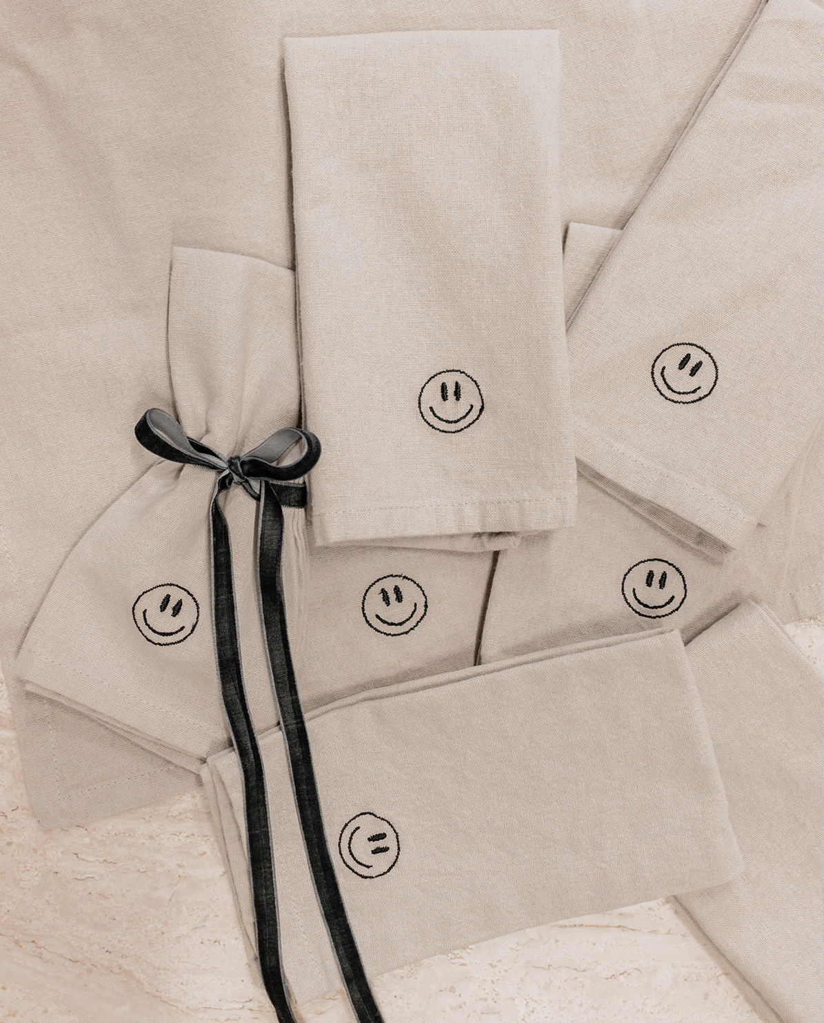 Geliebtes Zuhause Stoffserviette 2er-Set Smiley One Size