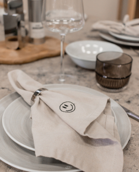 Geliebtes Zuhause Stoffserviette 6er-Set Smiley