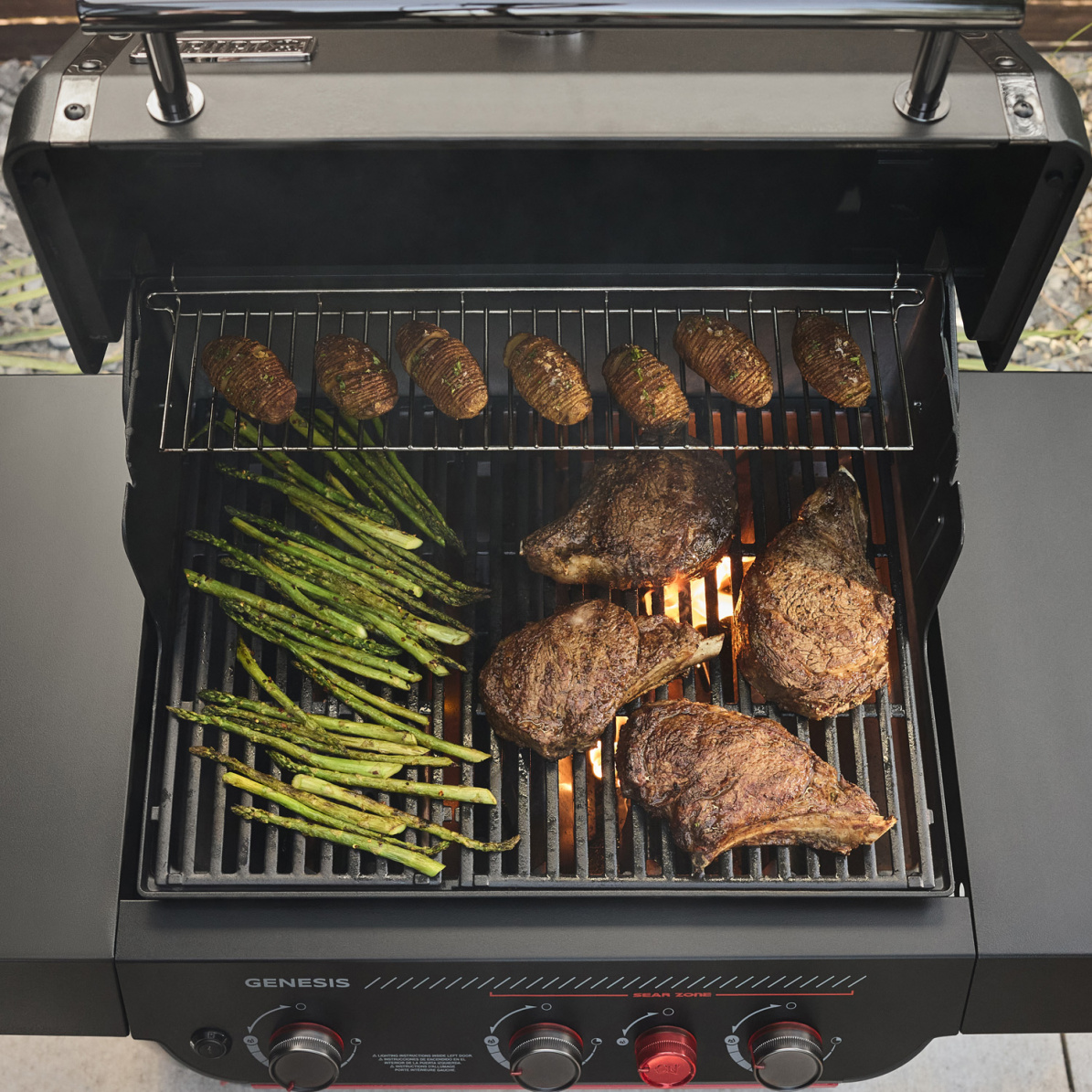 Weber Gasgrill Genesis E-330WR, Stealth Edition, inklusive Drehspieß