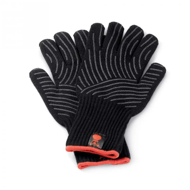 Weber Grillhandschuh,Gr. S/M, Set aus Kevlar, schwarz lang mit Silikonnoppen