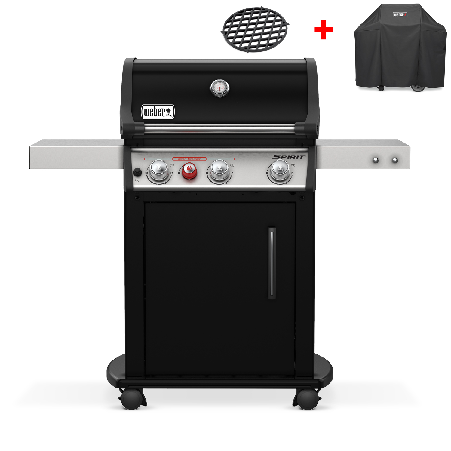 Weber Gasgrill Spirit E-325S GBS, Black 2021 + inklusive Abdeckhaube